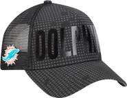 New Era Men's New Era Black Miami Dolphins  Midnight Ink Tonal Text A-Frame Trucker 9FORTY Adjustable Hat