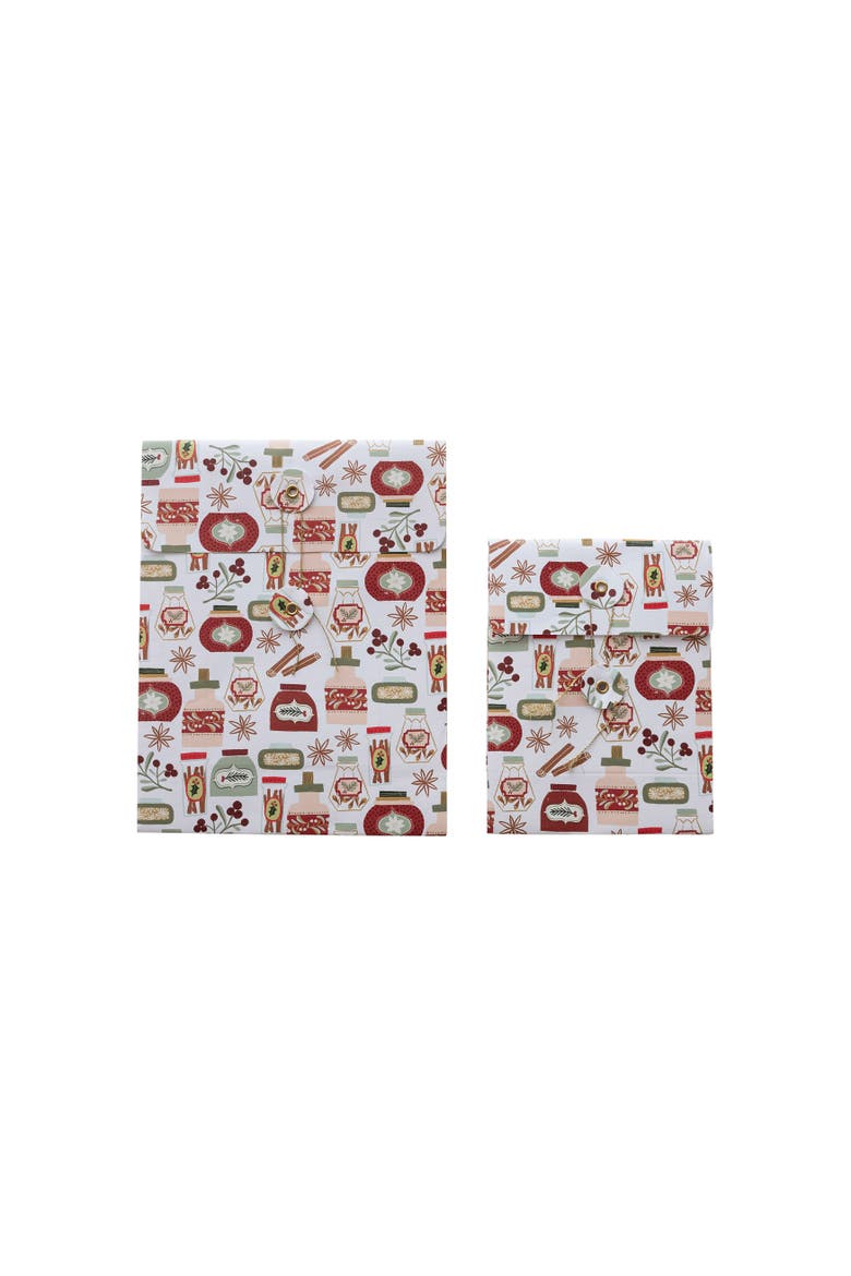 Printed Paper Gift Bags with Holiday Patterns, Multicolor, Set of 2, Main, color, Multicolor