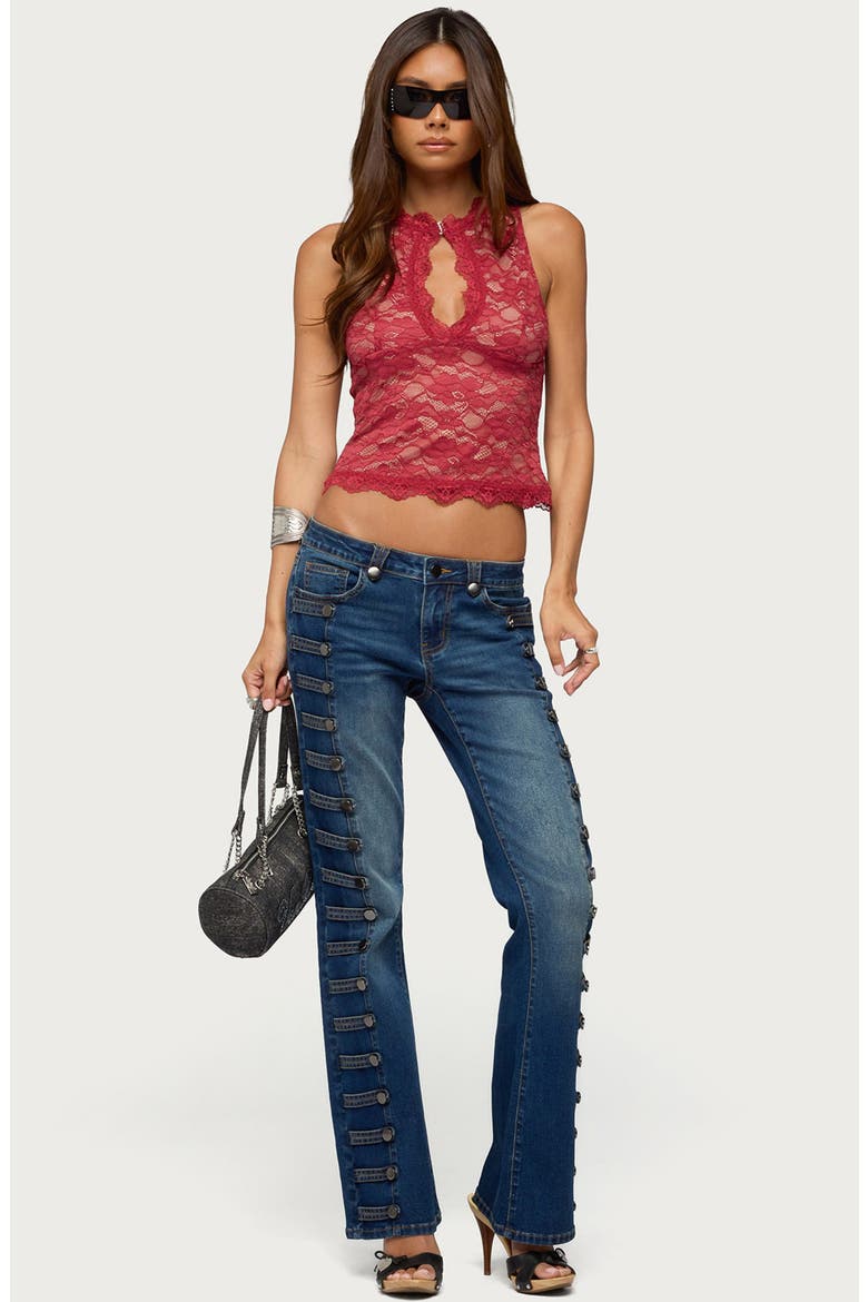 Button Loop Low Rise Bootcut Jeans, Alternate, color, BLUE-WASHED
