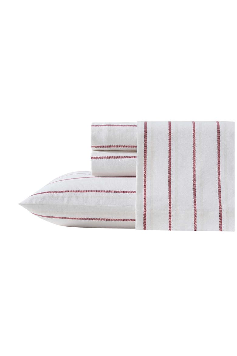 Cooper Falls Stripe Print Flannel Sheet Set, Main, color, LIGHT / MEDIUM RED