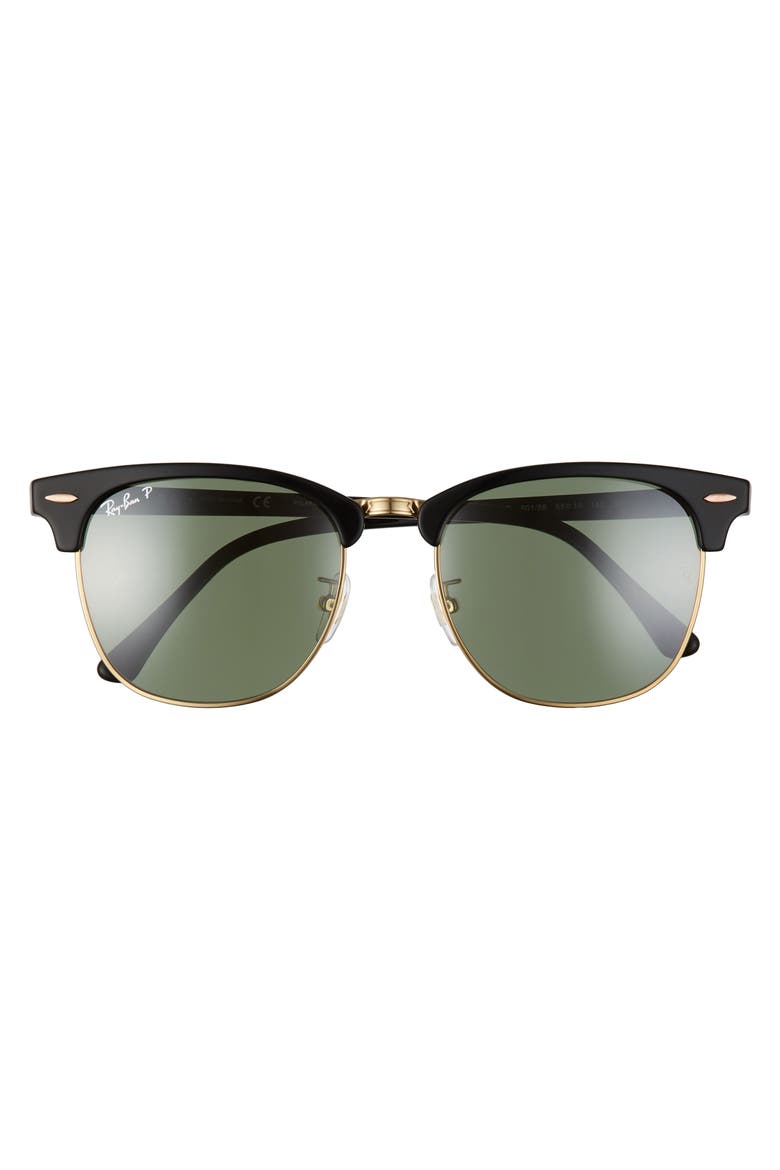 Clubmaster 55mm Polarized Sunglasses, Alternate, color, BLACK