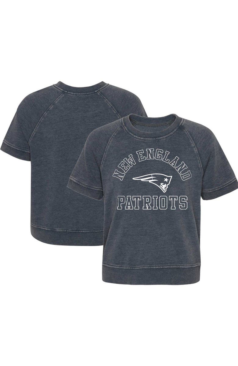 Outerstuff Girls Juniors Heather Charcoal New England Patriots Cheer Squad Raglan T-Shirt, Main, color, Heather Charcoal
