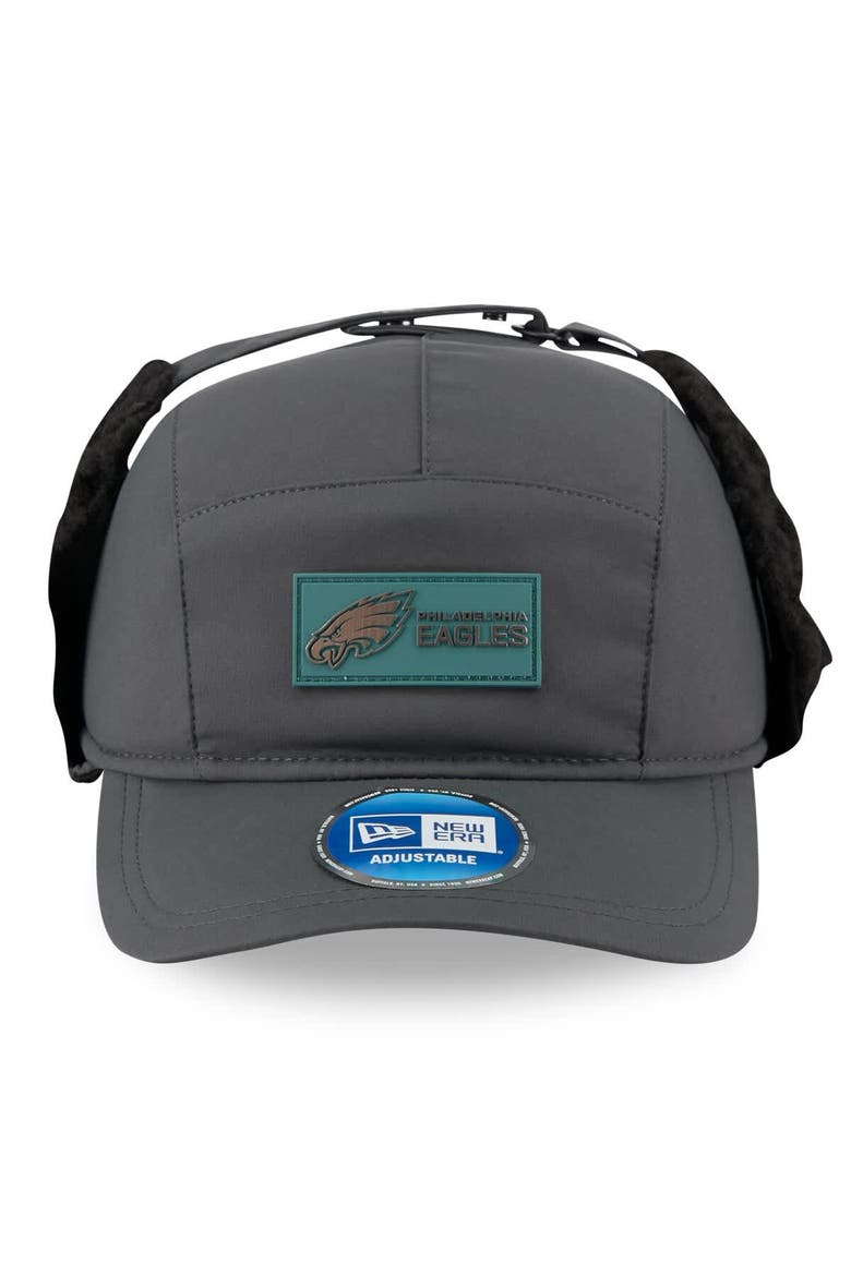 Men's New Era Charcoal Philadelphia Eagles 2025 Sideline Cold Weather Runner Dog Ear Adjustable Hat, Alternate, color, Charcoal