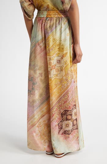 【送料&関税込】Zimmermann Comfortable Pants tallow ZIMMERMANN Tallow printed silk wide-leg pants | NET-A-PORTER