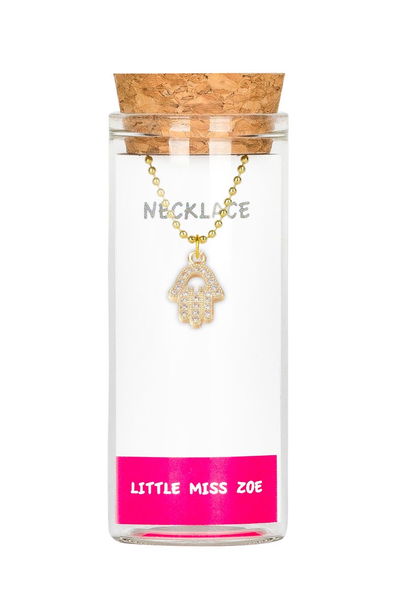 Little Miss Zoe Hamsa Charm Necklace, Main, color, Gold