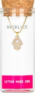 Little Miss Zoe Sparkly Hamsa Charm Necklace in Gift Bottle