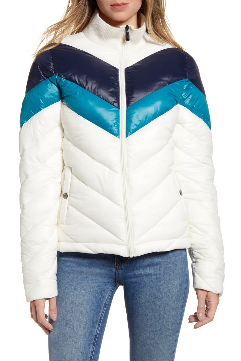 Chevron Puffer Jacket, Alternate, color, IVORY