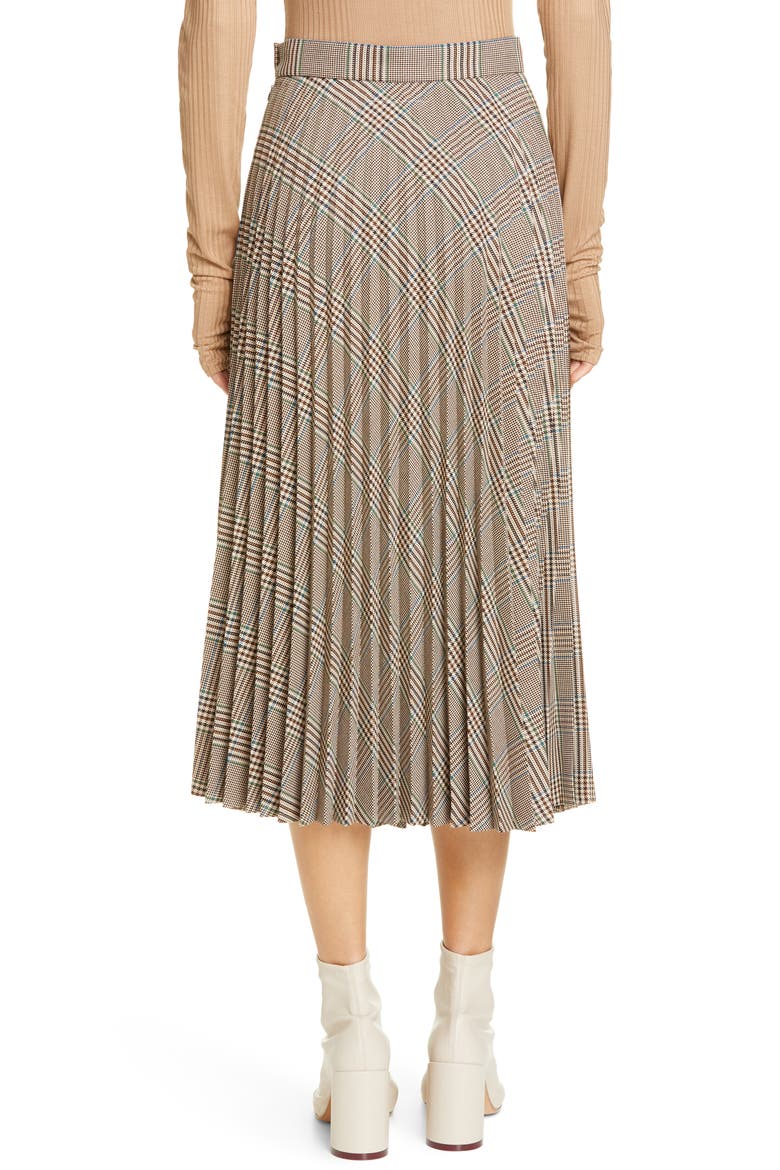 Plaid Pleated Midi Skirt, Alternate, color, CHECK BEIGE