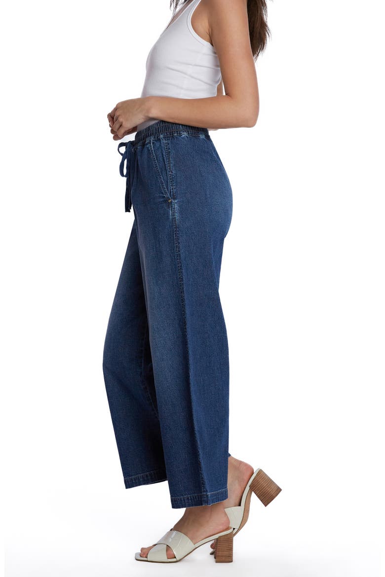 Drawstring Ankle Wide Leg Jeans, Alternate, color, BAHAMA BLUE
