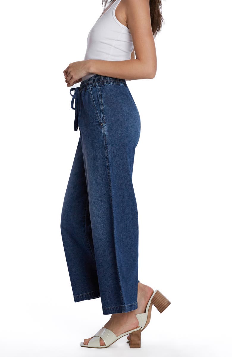 Wash Lab Denim Drawstring Ankle Wide Leg Jeans, Alternate, color, Bahama Blue