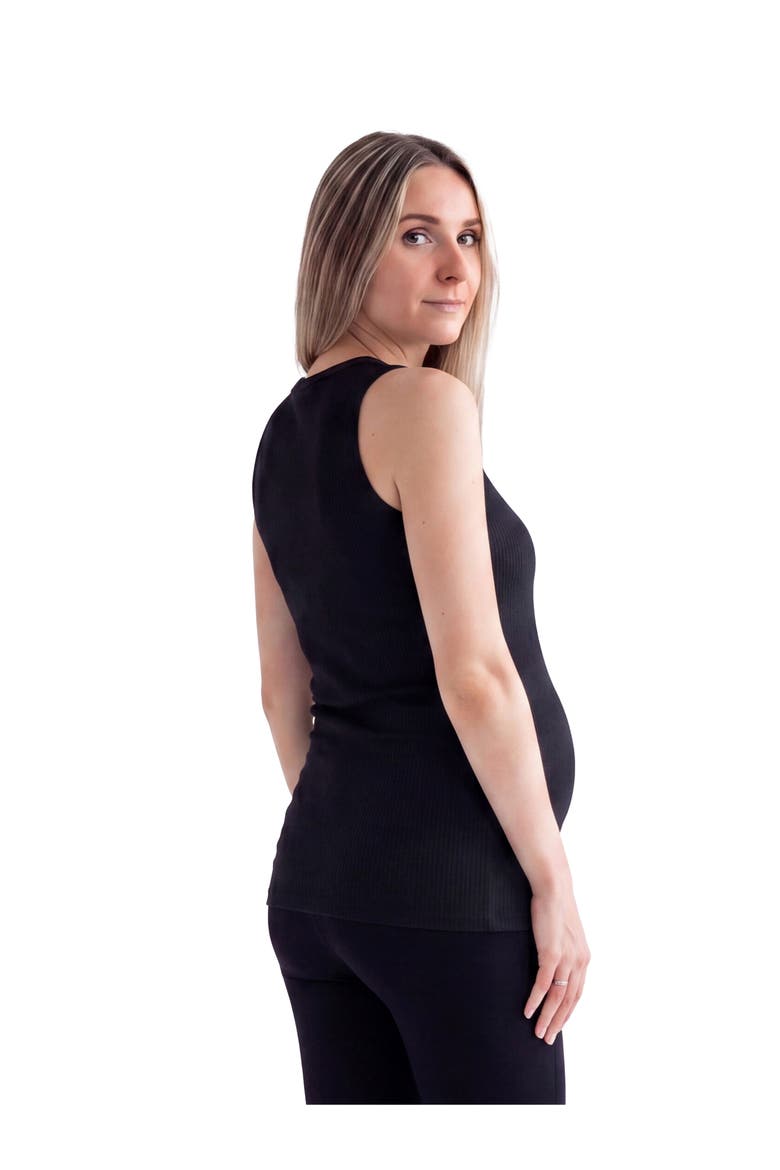 Maternity Basic Ribbed Knit Round Neck Sleeveless Tank Top, Alternate, color, Black