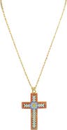 MADISON BEVERLY HILLS Vintage Ivory Enamel Cross Pendant Necklace