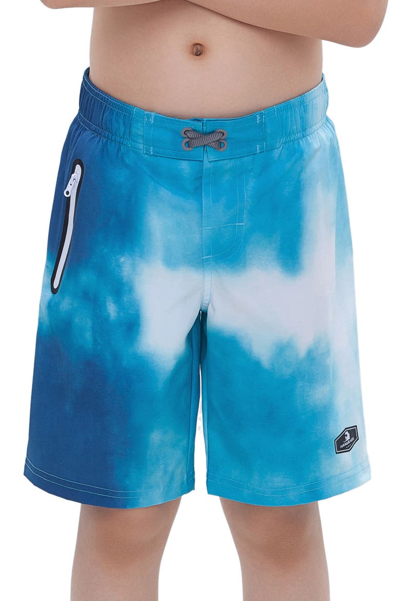 Kids' 4-Way Stretch Swim Trunks with Mesh Lining, Main, color, Ocean Wave