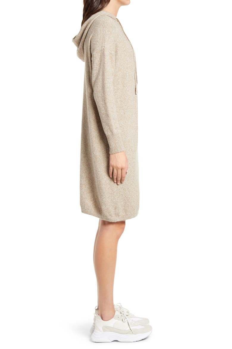 Hooded Long Sleeve Sweater Dress, Alternate, color, SEPIA TINT