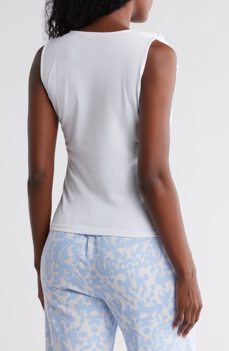 Ellen Tracy Mixed Media Ruffle Tank, Alternate, color, White