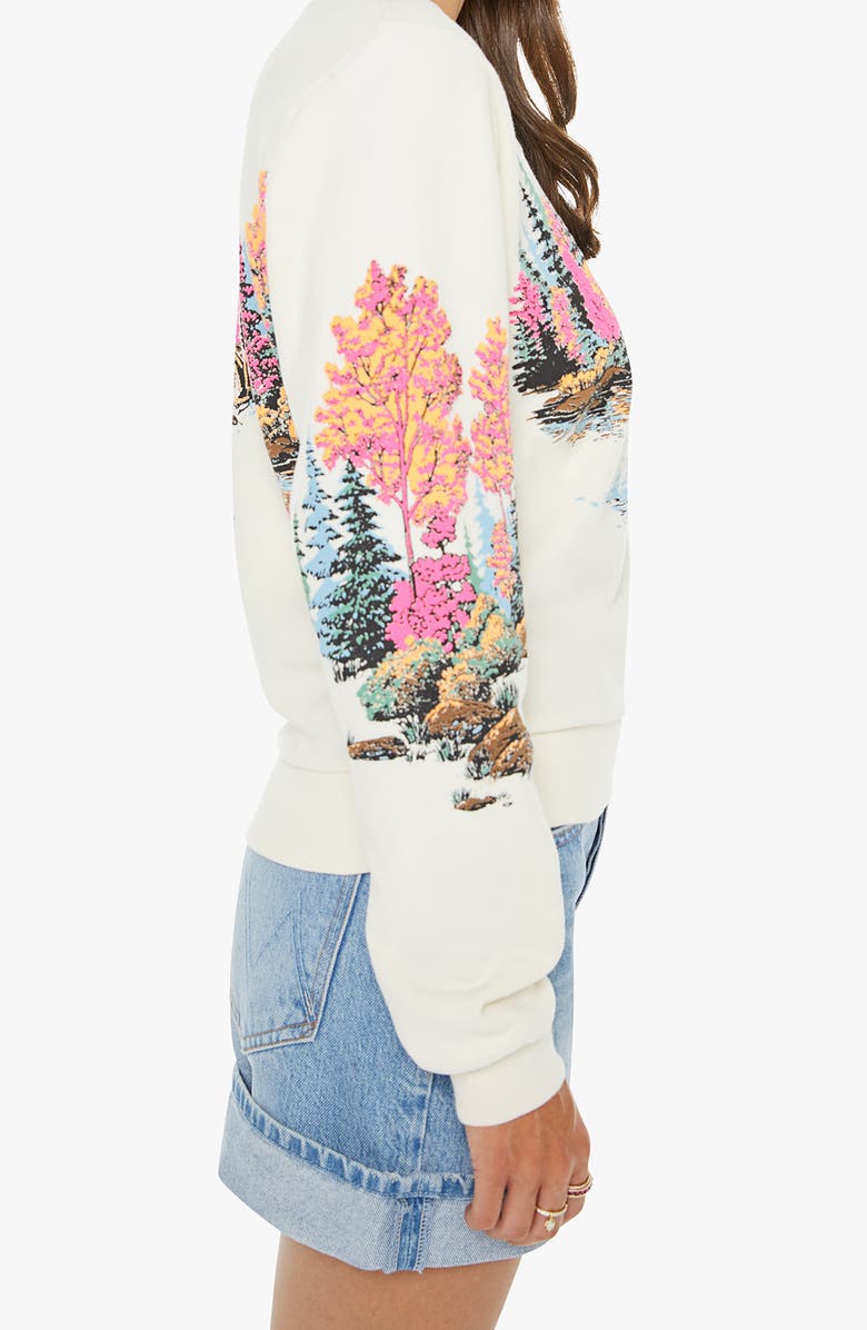 MOTHER The Camper Embroidered Cotton Sweatshirt, Alternate, color, Lake Scene