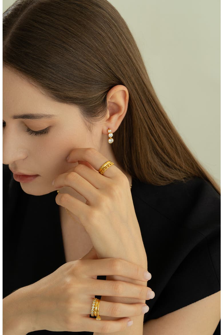 Sterling Silver 18k Gold Plated Sabrina Ring Delicate Modern Dainty, Alternate, color, Gold