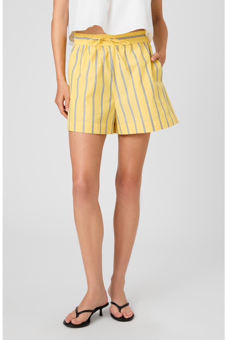 Rhodes Stripe Pull-On Poplin Shorts, Main, color, DAISY YELLOW MULTI