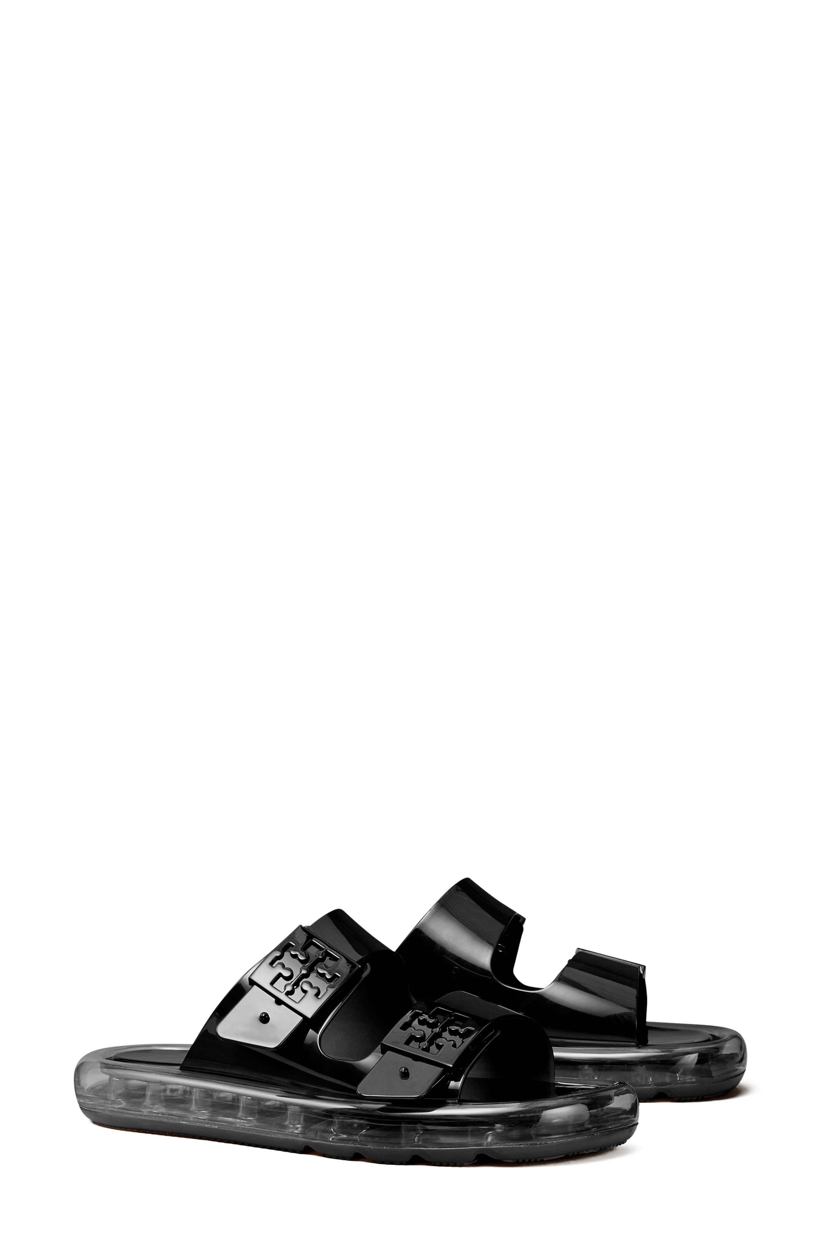Buckle Bubble Jelly Slide Sandal, Main, color, BLACK