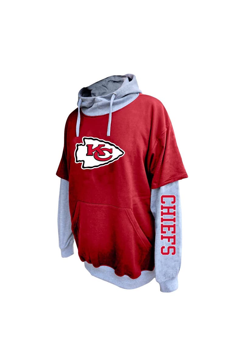 FANATICS Men's Fanatics Red/Heather Gray Kansas City Chiefs Big & Tall Twofer Pullover Hoodie, Alternate, color, 