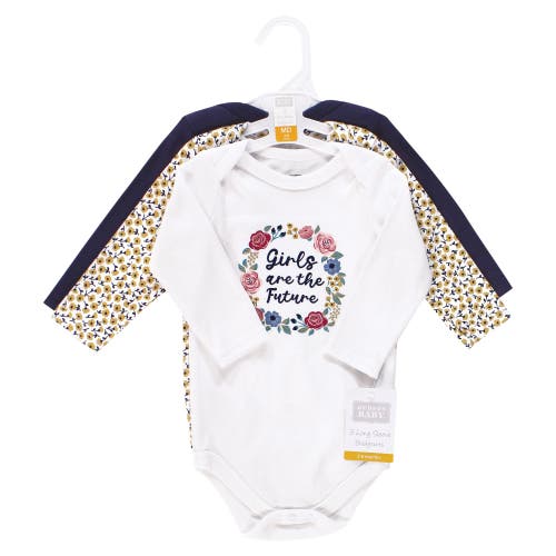 Hudson Baby Essential All-cotton Long-sleeve Bodysuit Triple Pack In Black