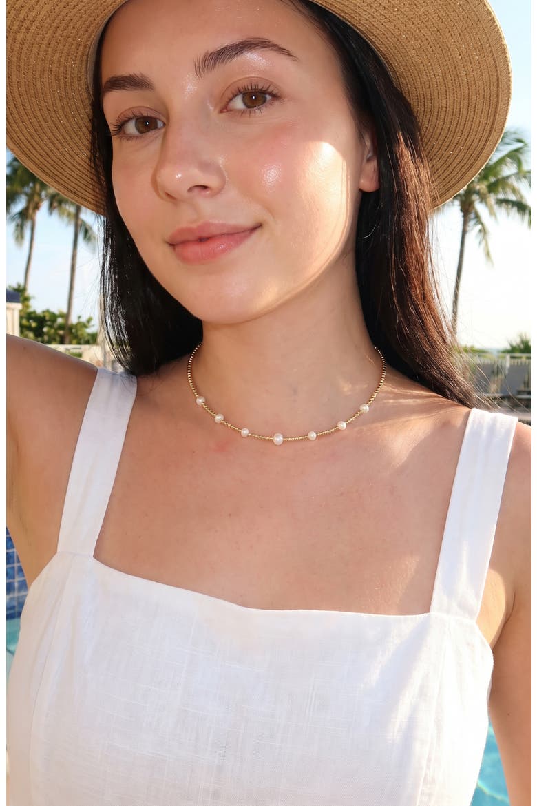 Helena Freshwater Pearl Collar Necklace, Alternate, color, GOLD