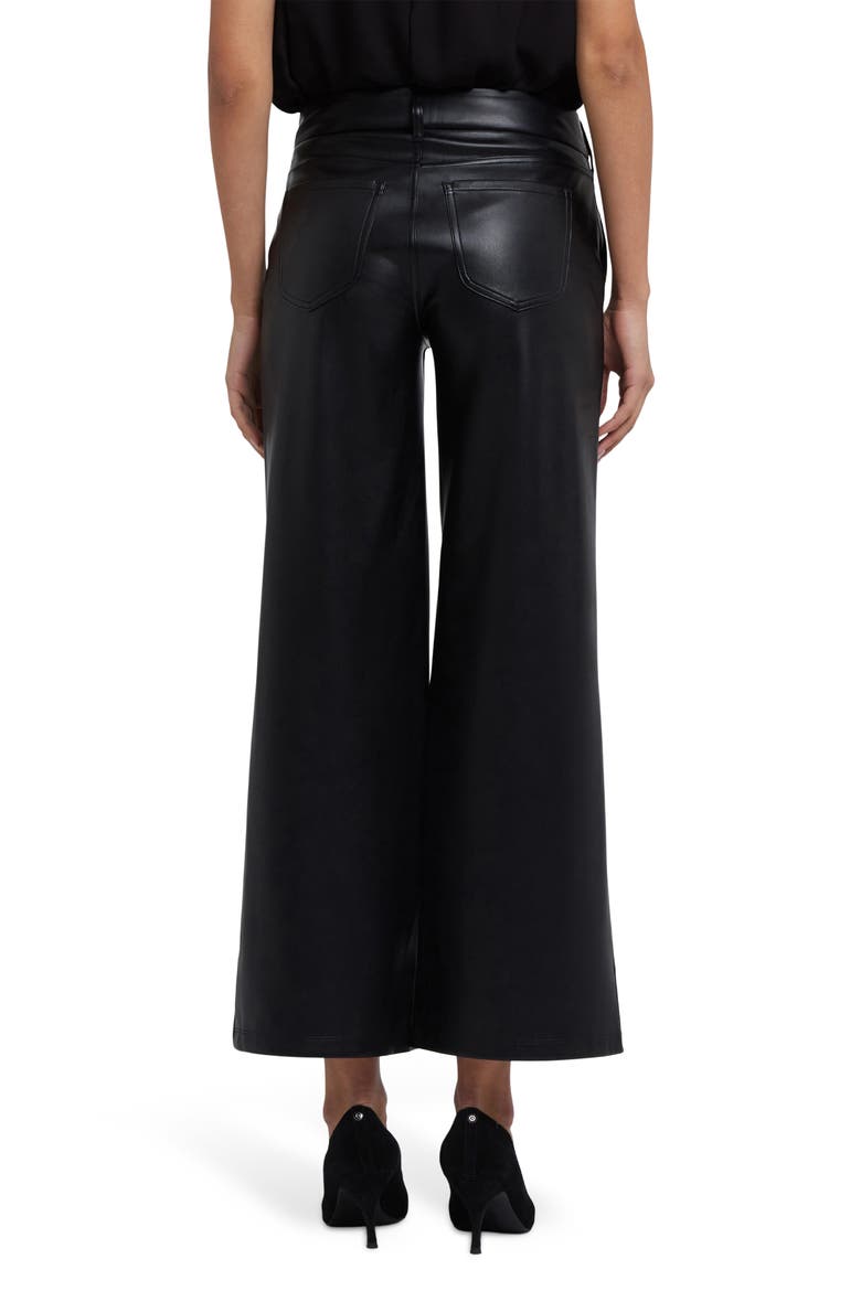 Faux Leather Wide Leg Ankle Pants, Alternate, color, BLACK