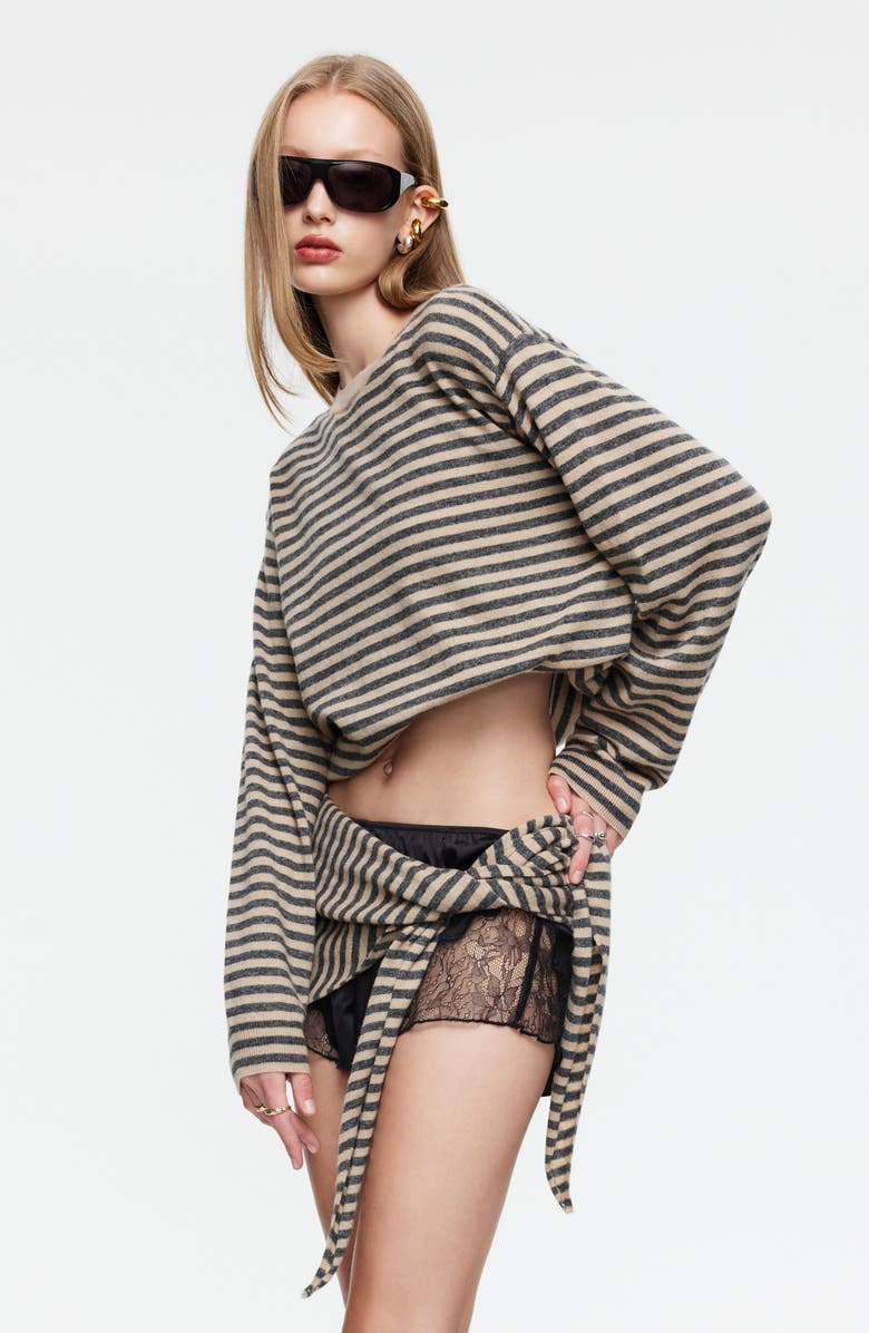 LIONESS Olsen Stripe Wool Blend Sweater, Alternate, color, Slate Stripe