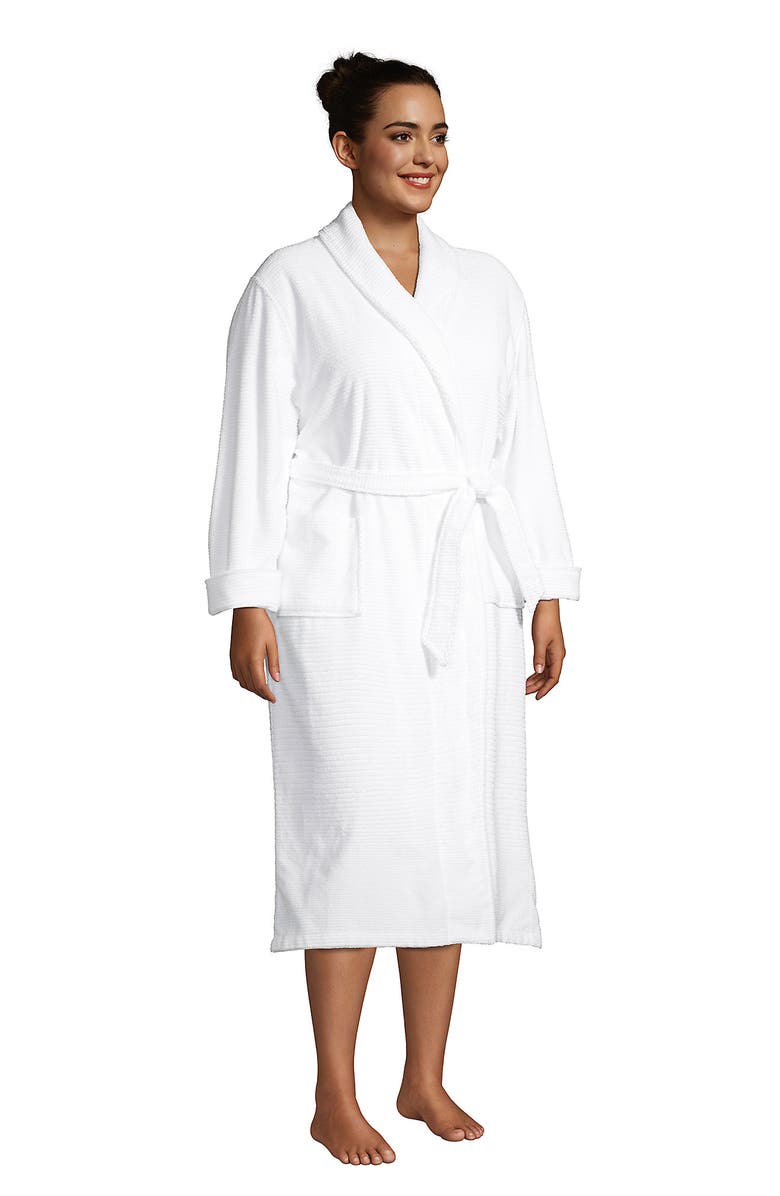 Lands' End Plus Size Cotton Terry Long Spa Bath Robe, Alternate, color, 