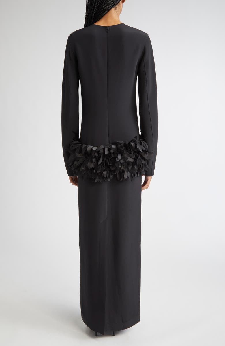 TOTEME Petal Long Sleeve Wool & Silk Evening Dress, Alternate, color, Black