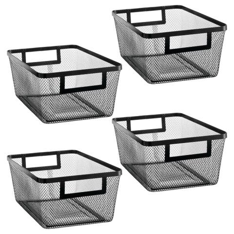 Metal Mesh Pantry Basket with Handles - Set of 4 - Matte Black