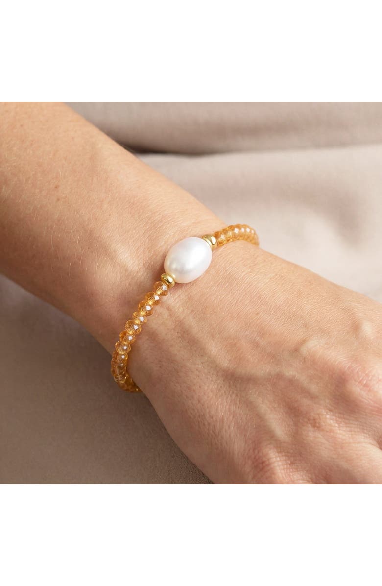The Lovery Fine Jewelry Citrine Bead Pearl Bracelet, Alternate, color, Citrine