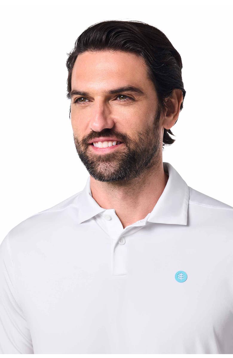 Coolibar Men's Victory Lap Short Sleeve Polo, UPF 50+ Sun Protection, Alternate, color, White