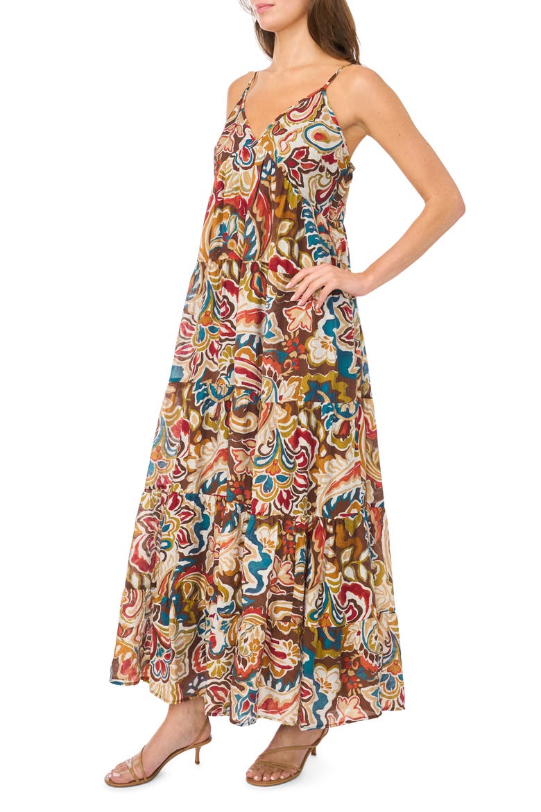 Sleeveless Tiered Maxi Dress, Alternate, color, CREAM MULTI
