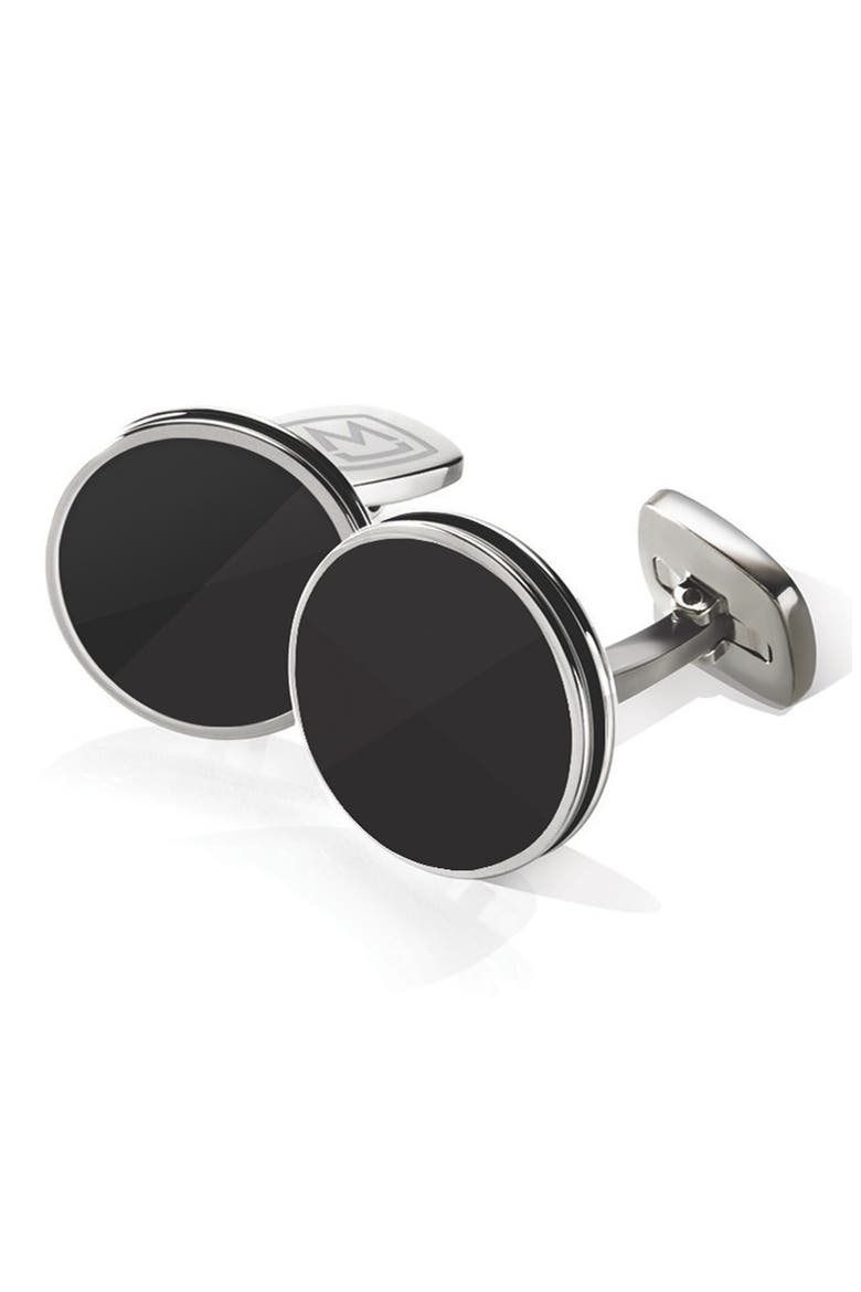 Stainless Steel Cuff Links, Main, color, STAINLESS STEEL/ BLACK