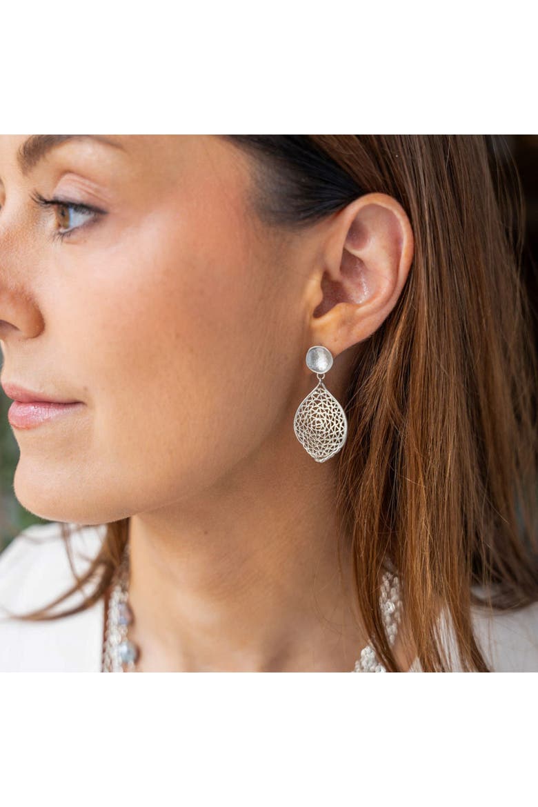 Teardrop Lace Earring, Alternate, color, Silver
