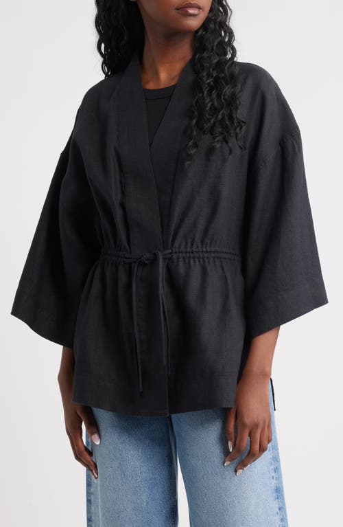 & Other Stories Linen Drawstring Jacket in Black Dark  product