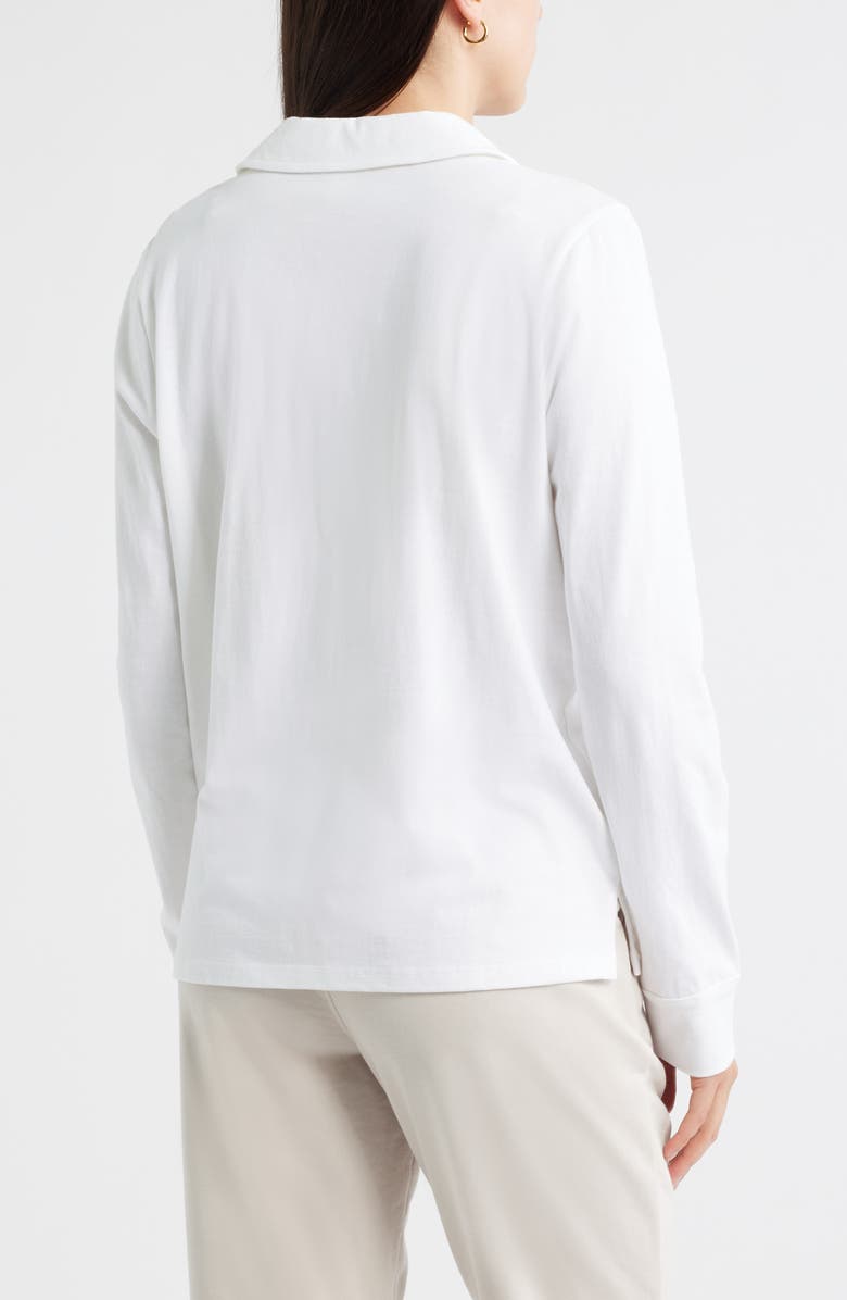 Caslon<sup>®</sup> Long Sleeve Knit Johnny Collar Top, Alternate, color, White