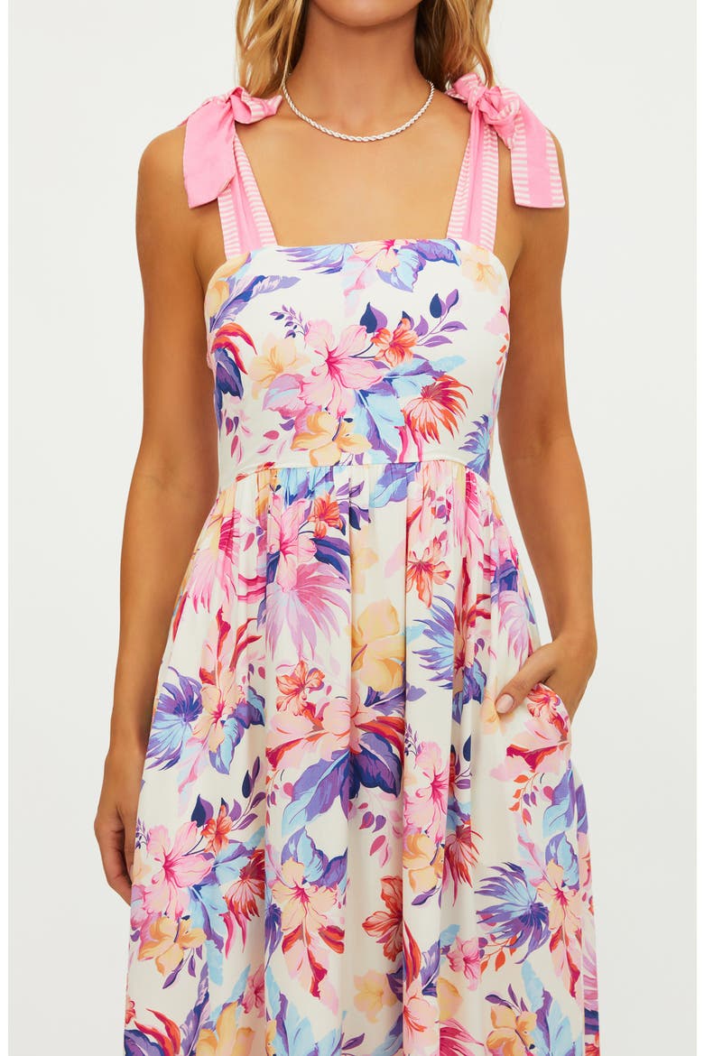 Floral Fit & Flare Dress, Alternate, color, HIBISCUS GARDEN