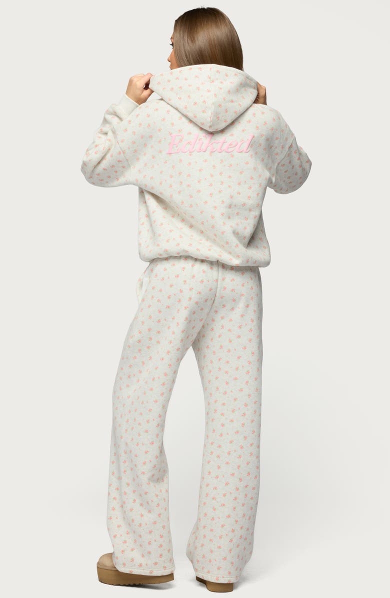 EDIKTED Flower Power Hoodie, Alternate, color, Light-Gray-Melange