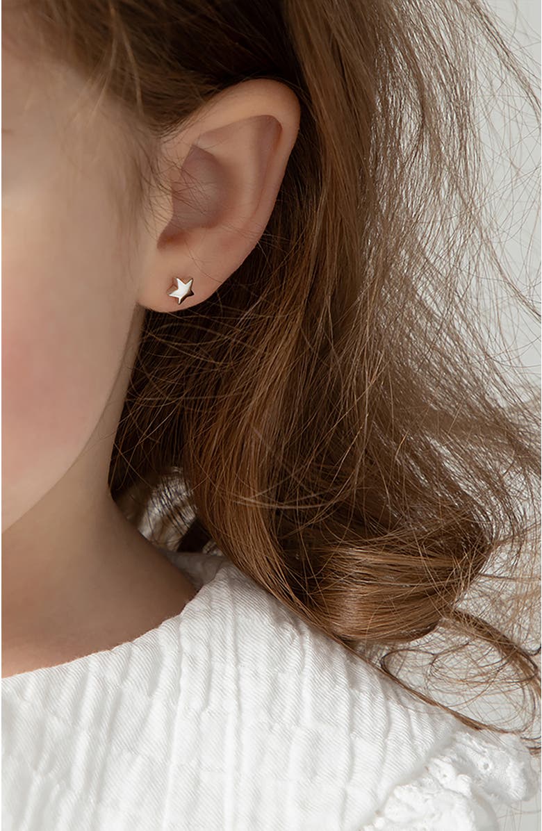 In Season Jewelry Classic Polished Star Earrings, Alternate, color, Silver