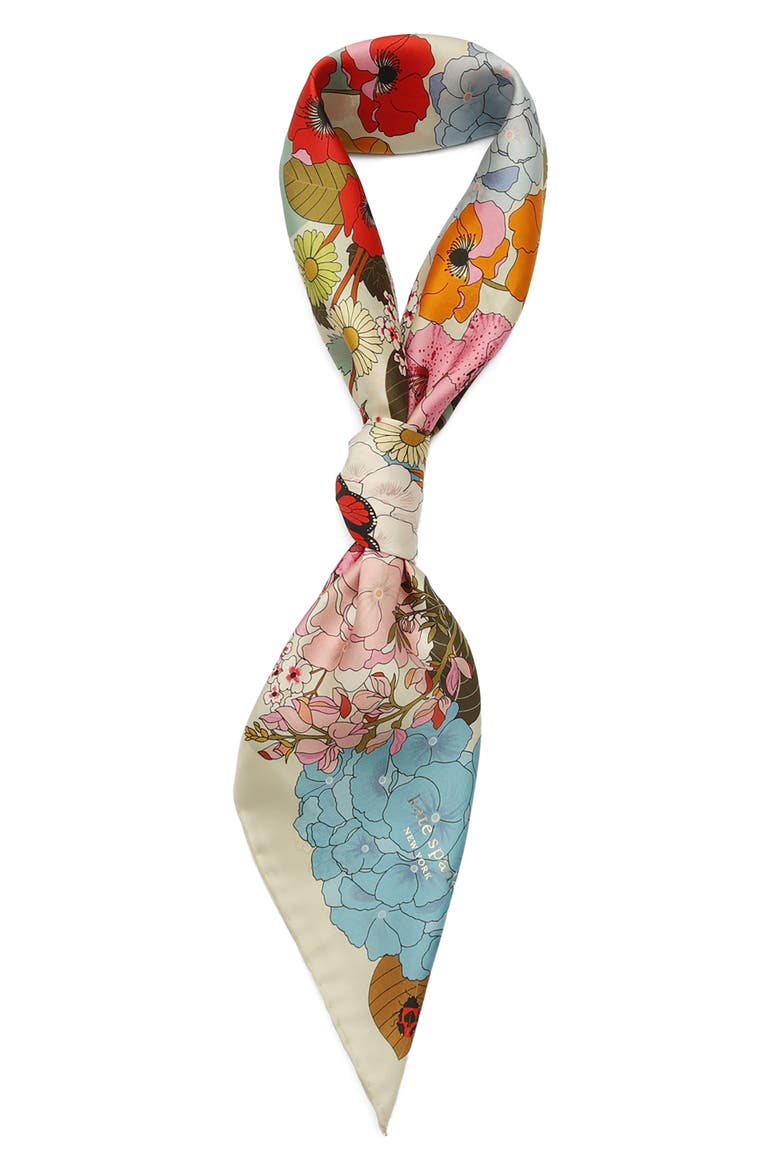 spade flower garden silk square scarf, Alternate, color, MULTI