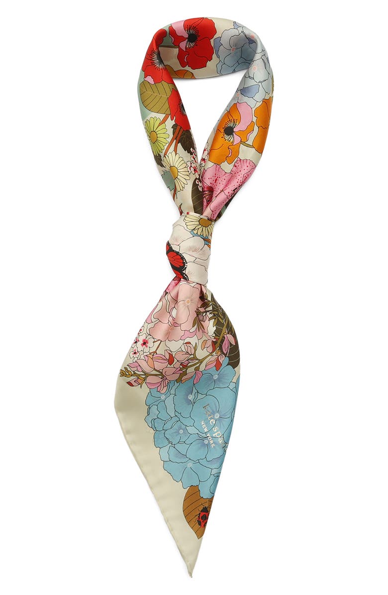 Kate Spade New York spade flower garden silk square scarf, Alternate, color, Multi