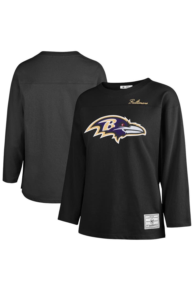 Women's '47 Black Baltimore Ravens Game Nod Timeless Long Sleeve T-Shirt, Main, color, Black