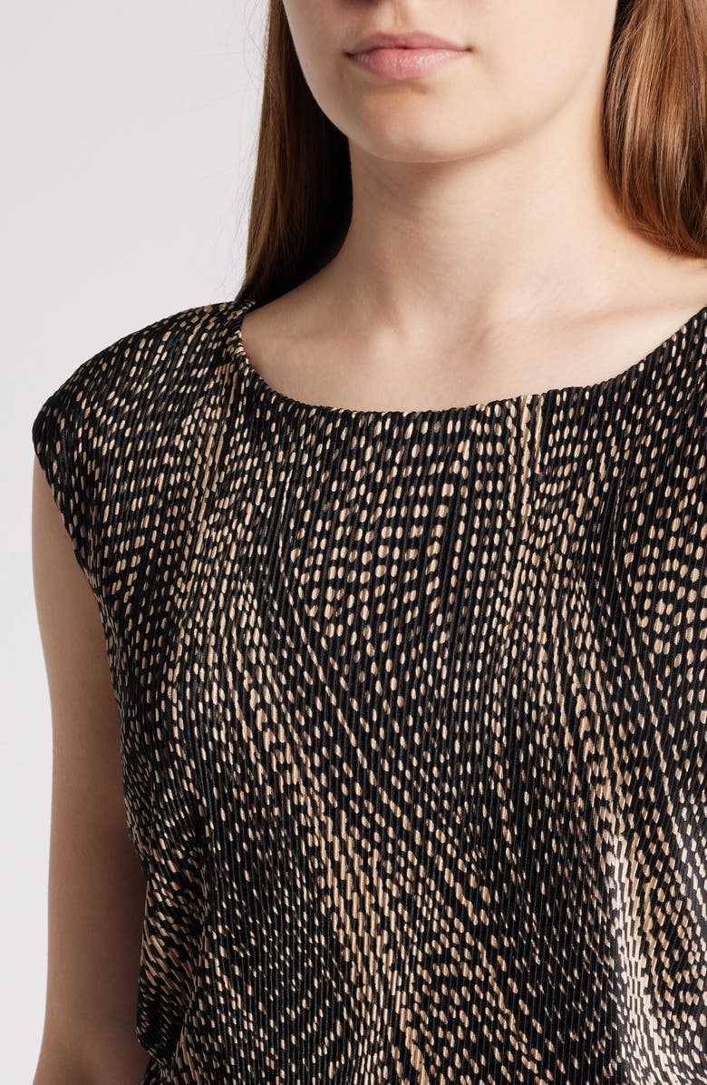 Connected Apparel Tie Waist Sleeveless Dress, Alternate, color, Black/ Camel