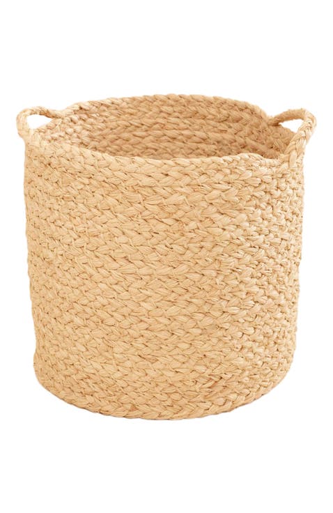 Braided Raffia Planter with Handles