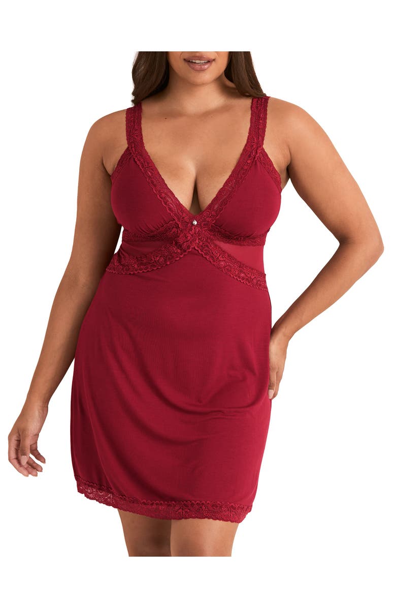 Adore Me Primrose Slip Dress, Main, color, Dark Red