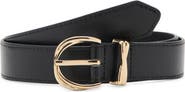 MANGO Oval Buckle Faux Leather Belt