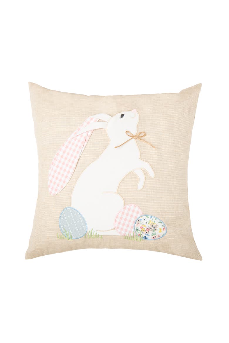 Easter Bunny Eggs Accent Throw Pillow 18" x 18", Main, color, Brown