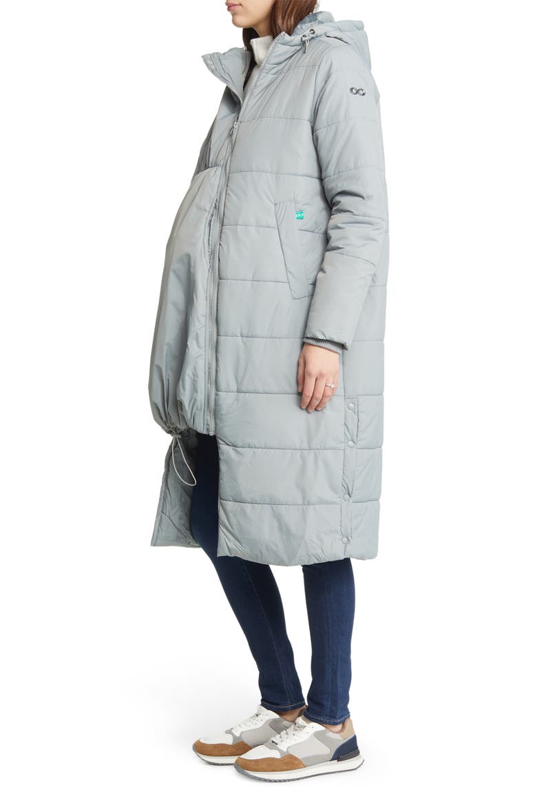 3-in-1 Long Quilted Waterproof Maternity Puffer Coat, Alternate, color, GRAPHITE